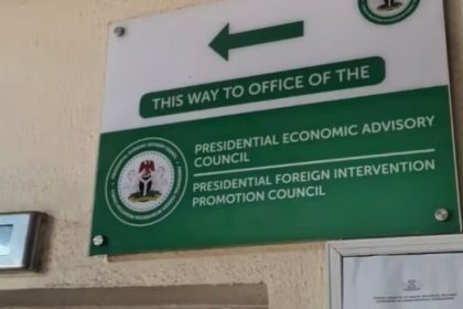 A sign at the Federal Secretariat pointing to the Office of PFIPC, the alleged fake agency