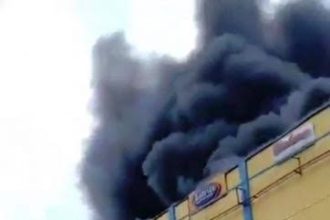 JUST IN: Emergency Responders Battle Fire at Justrite Supermarket in Lagos