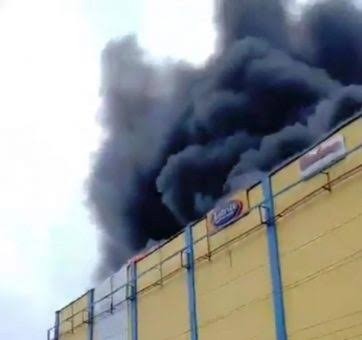 JUST IN: Emergency Responders Battle Fire at Justrite Supermarket in Lagos