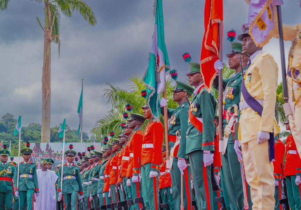 President Bola Tinubu inspects the 64th Independence Day military parade at the Presidential Villa in Abuja
