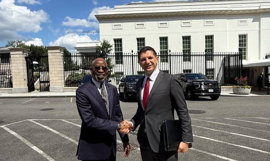 Minister of Solid Minerals Development, Dele Alake, at the White House for a meeting on possible mining partnership
