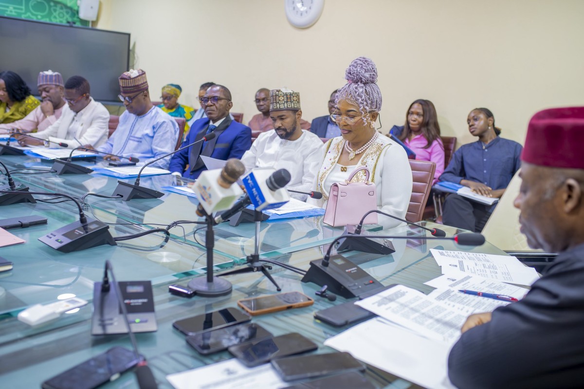 Minister of Education, Dr Tunji Alausa (Right), Chairman of the National Committee for the Advancement of Occupational Therapy, Audiology, and Speech Therapy Education (NCAOTASTE), Dr Victoria Amu (Left), and others at the committee's inauguration in March