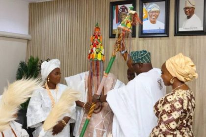 Sanwo-Olu Presents Staff of Office to New Onise of Ise Kingdom