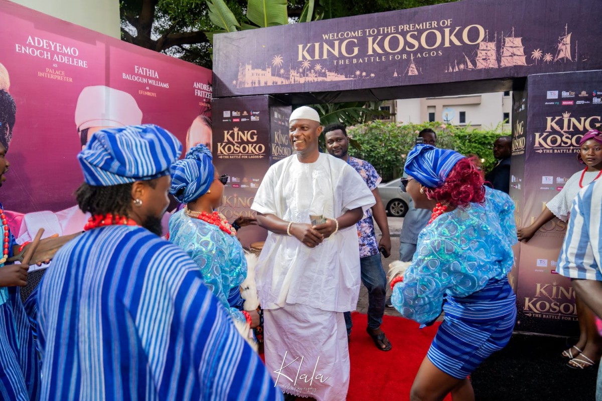 Oloja-Elect of Lagos, Prince Abiola Olojo-Kosoko, at the premiere of the King Kosoko: The Battle for Lagos on Sunday