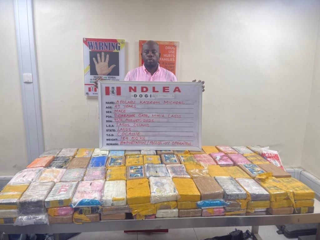 NDLEA Seizes 184.5kg Cocaine, Arrests Lagos Socialite At Airport