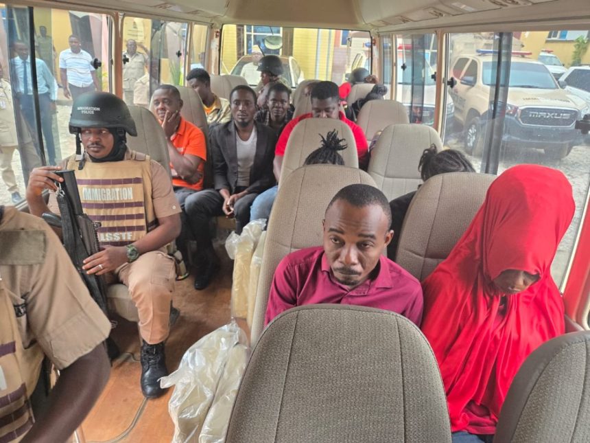 Immigration Busts Alleged Human Trafficking Syndicate in Lagos, Arrests 12 Foreigners